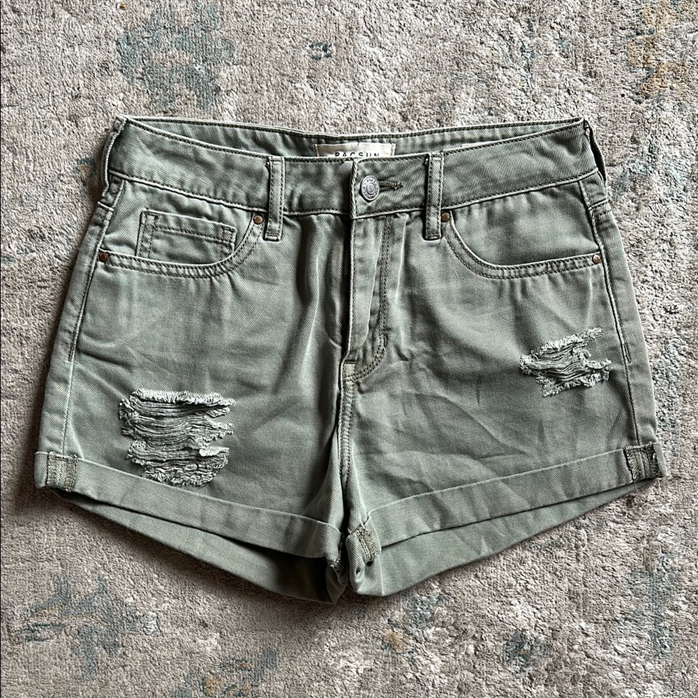 Pacsun green denim shorts